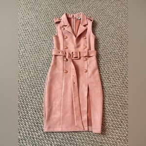 Fashion Nova Pink Double-Breasted Midi Dress